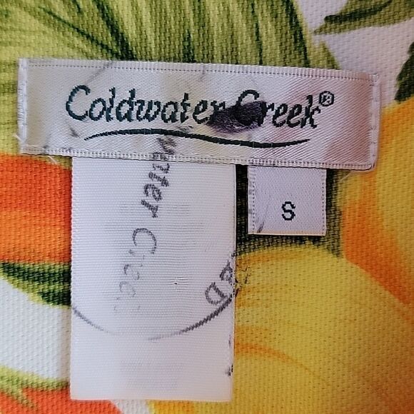 Coldwater Creek jean jacket tropical floral print - orange & yellow Size S - Picture 7 of 9